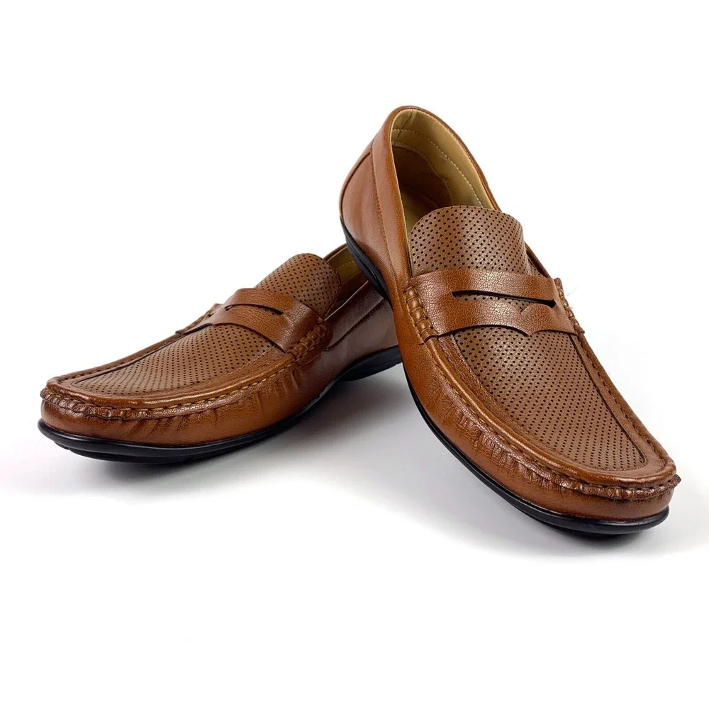 Fortune by Liberty Penny Loafers Mens Sz 11 US 44 Euro Cognac Leather Upper READ
